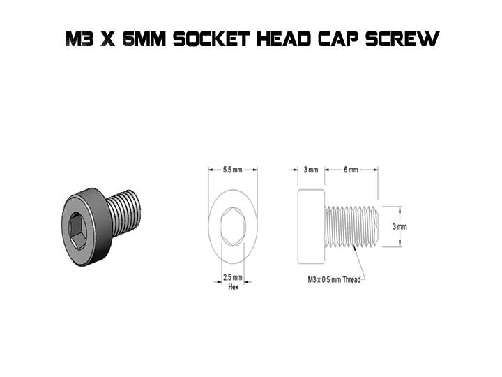 M3 X 6MM Socket Head Cap Screw Drawing